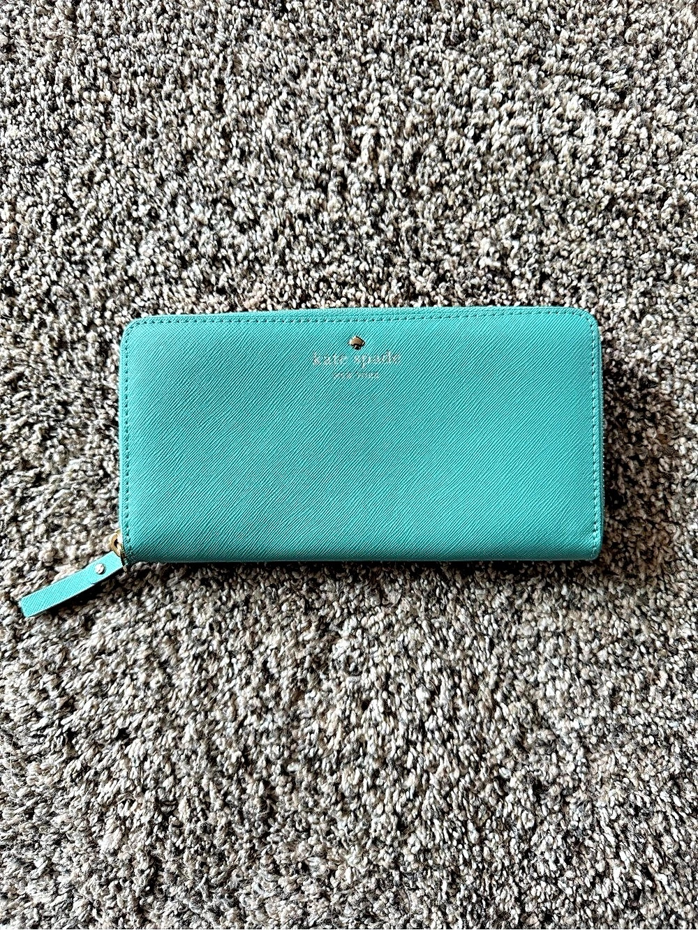 kate spade new york Saffiano Zip Around Wallet in Tiffany Teal